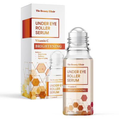 The Beauty Elixir Vitamin C Eye Roller For Puffy Eyes &amp; Dark Circles - Dermatologist Tested, Brightens Under Eyes &amp; Crow&#39;s Feet Treatment, Natural Clean Beauty - Korean Skin Care - For All Skin Types