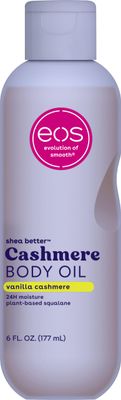 eos Cashmere Body Oil, Vanilla Cashmere, 24 Hour Moisture, Plant-Based Squalane to Soothe, Soften And Smooth Dry Skin, Body Oil, 6 fl oz