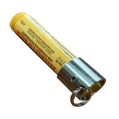 Tallac House Stainless Steel Lip Balm Keychain Holder with Cap Holding Attachment. Not ESO Or Vasline Brand Compatible.