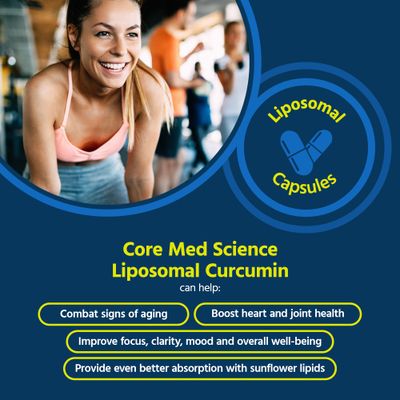 Core Med Science Liposomal Curcumin Capsules, 500mg - Pure Turmeric Extract Supplement - High Absorption Joint &amp; Heart Health Support for Adults - Promotes Cognitive &amp; Brain Health, Non-GMO (60 Count)