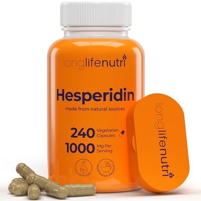 Hesperidin 1000mg, 240 Capsules (4 Month Supply), Supports Cardiovascular Health, Blood Pressure &amp; Circulation, Immune Support, Potent Antioxidant &amp; Vascular Function Benefits, Made in USA