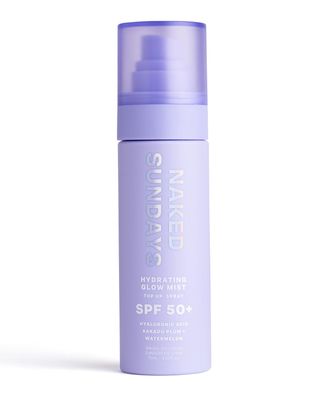 Naked Sundays SPF 50 Hydrating Glow Face Mist, Daily Facial Setting Spray &amp; Sunscreen for Healthy Skin, Lightweight &amp; Non-Greasy, with Hyaluronic Acid for All Skin Types, Makeup-Friendly(75ml)