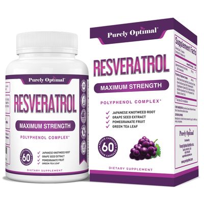 Purely Optimal Resveratrol 1500mg - High Potency Trans-Resveratrol Supplement with Polyphenols, 60 Vegan Capsules - Supports Graceful Aging, Vitality, Immune Function &amp; Total Body Wellness