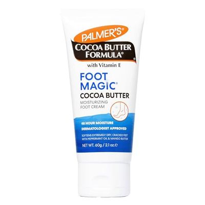 Palmer&#39;s Cocoa Butter Formula Foot Magic Moisturizing Foot Cream for Dry, Cracked Heels, Feet Moisturizer with Peppermint Oil &amp; Vitamin E, 2.1 Ounces