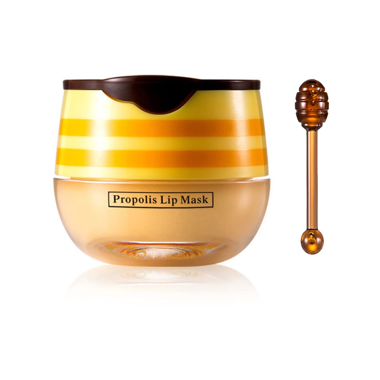 1PCS Bee Lip Balm Honey Pot,Honey Sleeping Lip Mask Bee Lip Balm with Applicator,Natural Moisturizing &amp; Prevention Dry and Cracked Lip Scrubs Exfoliator