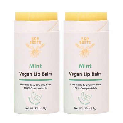 Mint Scent Lip Balm 2 Pack - Organic and Vegan Lip Moisturizer - Cruelty-Free, Eco-Friendly - Plastic-Free with Compostable Packaging - Made in USA Lip Balm Set