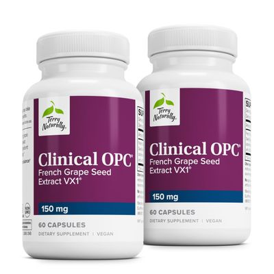 Terry Naturally Clinical OPC - Cardiovascular Health &amp; Focus Support Supplement - Dietary Supplement with Grape Seed Extract &amp; Sunflower Lecithin - Immune Support - 150 mg, 60 Softgels (Pack of 2)
