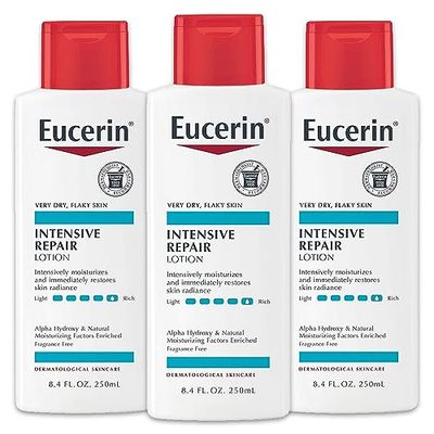 Eucerin Intensive Repair Body Lotion, Lotion for Very Dry Skin, 8.4 Fl Oz Bottle, Pack of 3