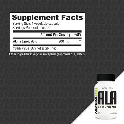 NutraBio Alpha Lipoic Acid (ALA) Supplement, 300mg - Supports Antioxidant Health, May Boost Energy Production and Wellness, 90 Vegetable Capsules