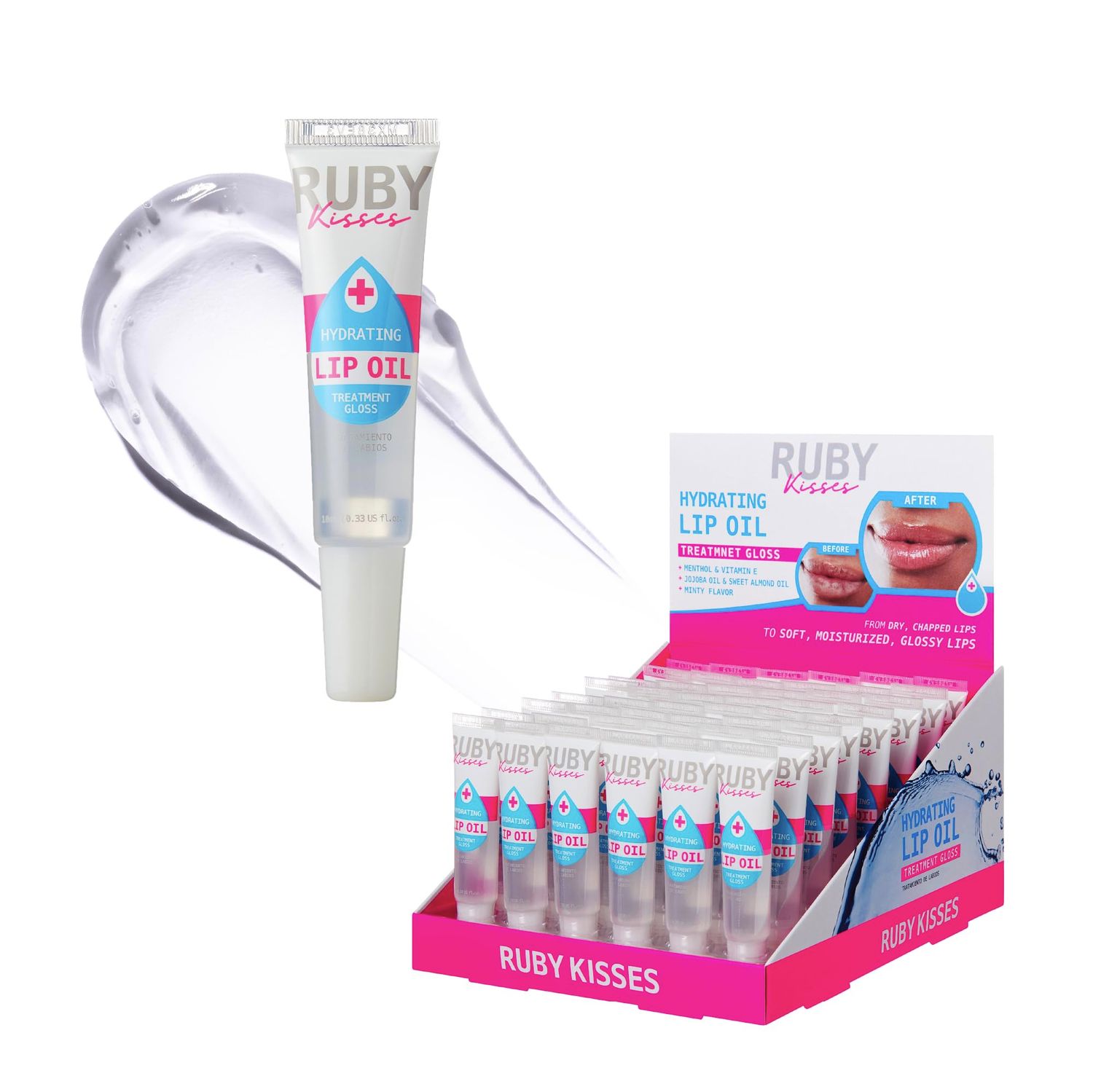 Ruby Kisses Hydrating Lip Oil Display Set (48 PCS)