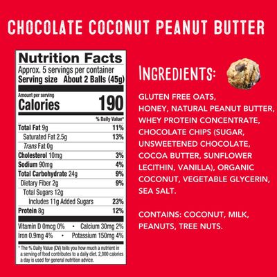 simplyFUEL Whole Food Protein Balls - Chocolate Coconut Peanut Butter Snacks - 8g Protein Snack - Gluten Free Energy Balls