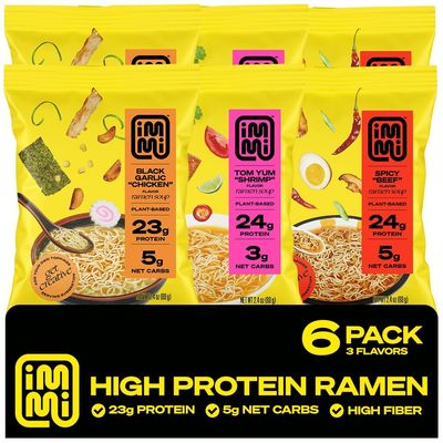 immi Ramen Variety Pack - Bold Flavors, Better Noodles - High Protein, Low Carb, Plant Based - Spicy Beef, Black Garlic Chicken, Tom Yum Shrimp - Keto &amp; Plant-Based Comfort Food