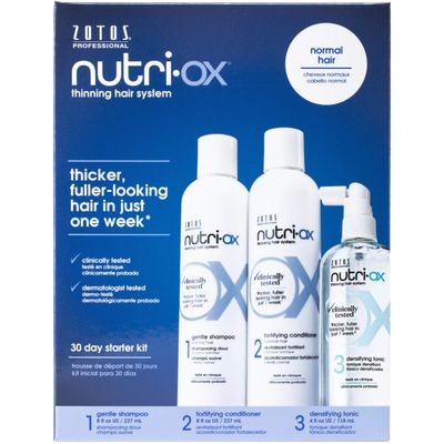 NUTRI-OX Starter Kit for Thinning Hair | Thicker, Fuller-Looking Hair | Peppermint | Clinically &amp; Dermatologically Tested | 30 Day Supply