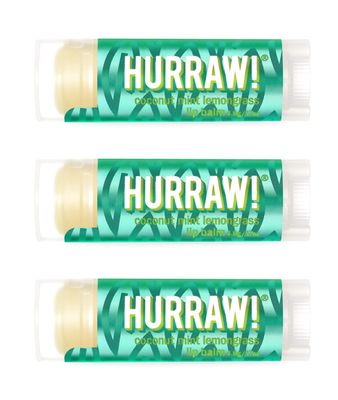 Hurraw! Coconut, Mint, Lemongrass (Pitta) Lip Balm, 3 Pack: Organic, Certified Vegan, Cruelty and Gluten Free. Non-GMO, 100 Natural Ingredients. Bee, Shea, Soy and Palm Free. Made in USA