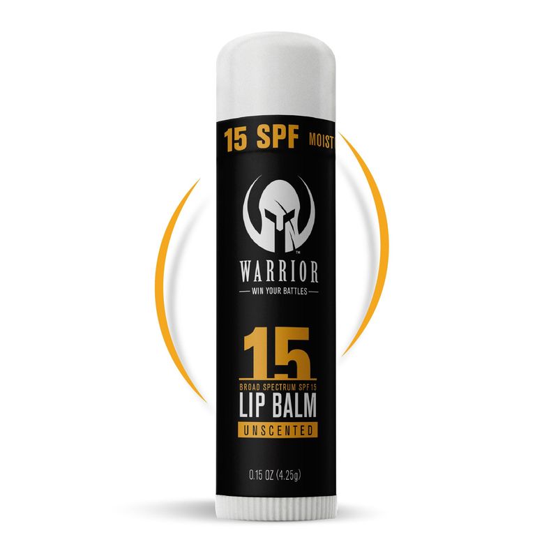 Warrior SPF 15 Lip Balm - Unscented Chapstick Made from Purified Beeswax in USA - Protects Against Wind, Cold, Heat, and UV Rays - Premium Lip Sunscreen Used by Military (0.15 OZ Tube)