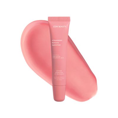 ESW Beauty Strawberry Banana Smoothie Lip Treatment - Soft Pink Nude Tint with Shea Butter, Hyaluronic Acid, Strawberry &amp; Banana for Intense Hydration &amp; Dryness Prevention