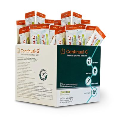 CONTINUAL - G Glyteine415mg Powder | CellularEnhancing Glutathione Supplement | Support Liver Health | 30Day (60 Sachets) LemonLime