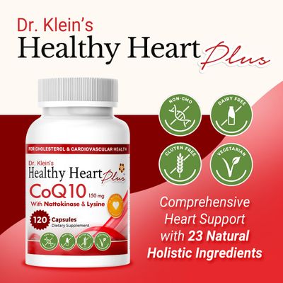 Healthy Heart Plus CoQ10 Cardiovascular Supplement - Coenzyme Q10 150mg, Nattokinase, Pomegranate Extract & Garlic for Blood Pressure & Cholesterol - Heart Supplements for Men & Women - 120 Capsules