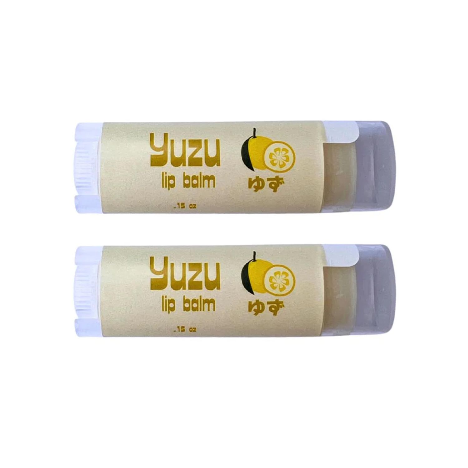 Yuzu Citrus Lip Balm - Pack of 2 - with Shea Butter, Castor Oil, Sunflower Oil, Vitamin E - Handcrafted in Small Batches