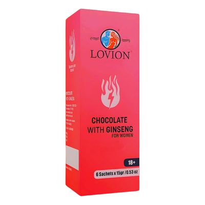 LOVION Premium Dark Liquid Chocolate Bar to Improve Mood - Luxury 6 Sachet for Women - Crafted with Epimedium and Maca Root for a Delightful Experience