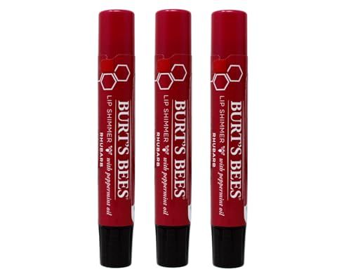 Burt&#39;s Bees Lip Shimmer, Rhubarb 0.09 oz (Pack of 3)