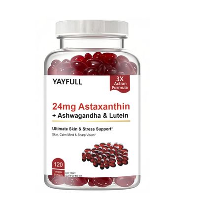 YAYFULL Astaxanthin 12mg, 120 Softgels - Max Strength Antioxidant Supplement with Ashwagandha, Lutein, Glutenfree, Non-GMO, Supports Eye, Skin Health