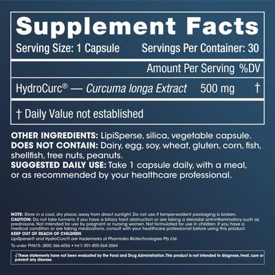 ProHealth HydroCurc (500 mg, 30 Veggie Capsules) Longevity