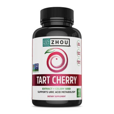 Zhou Tart Cherry Extract Celery Seed - Tart Cherry Capsules for Men &amp; Women, Tart Cherry Concentrate Pills for Sleep &amp; Uric Acid Cleanse, 1000mg Per Pill - 60 Veggie Capsules (Pack of 1)