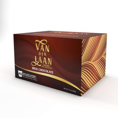 Van Der Laan Chocolate Hot Cocoa Pods, Milk Chocolate Gourmet Dutch Chocolate Compatible with K Cup Brewers Including 2.0, 40 Count