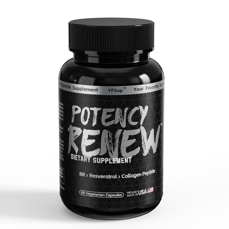 Potency Renew Advanced NAD and stem Cell Booster Supplement, Rhodiola Rosea, Resveratrol, Hyaluronic Acid, Collagen Peptides, NR, Grape Seed and Green Tea Extract