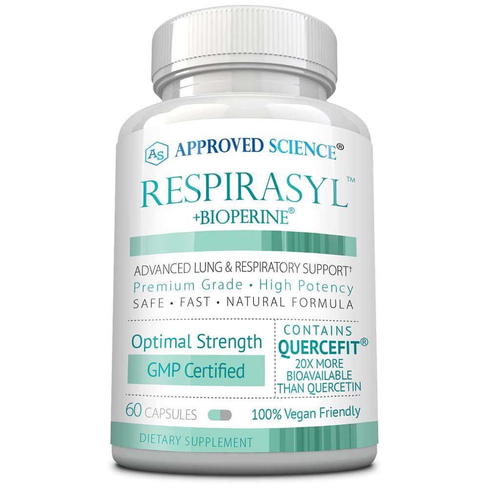 Approved Science Respirasyl - Lung and Respiratory Support - with Quercefit, Vitamins A,C,D, BioPerine - 60 Capsules - Made in The USA