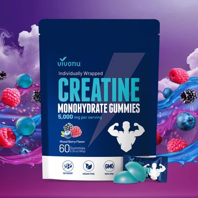 Creatine Gummies - 5000mg Creatine Monohydrate Per Serving | Mixed Berry Flavors | Sugar Free Vegan Creatine Monohydrate Supplement for Men &amp; Women | Non-GMO Gluten Free Pre Workout Supplements