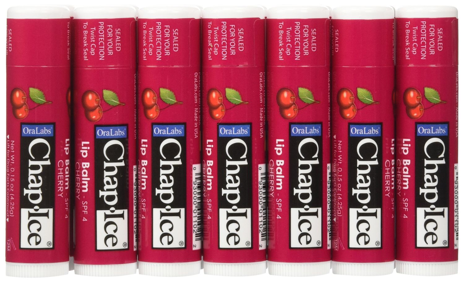 Chap Ice Cherry SPF-4 Lip Balm Stick, 24-Count