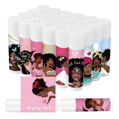 Piuaeue 50 Pack Black Girl Inspirational Lip Balm Bulk, Motivational Black Women Lip Care, Moisturizing and Nourishing Lip Care Favors for History Month Party Gifts Guests