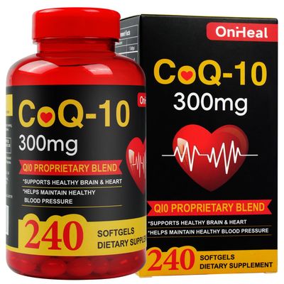 CoQ10 Supplement 300mg - Enhanced CoQ10 Nutritional Supplement with Coenzyme Q10 for Heart Health, Energy and Antioxidants - 240 Softgels