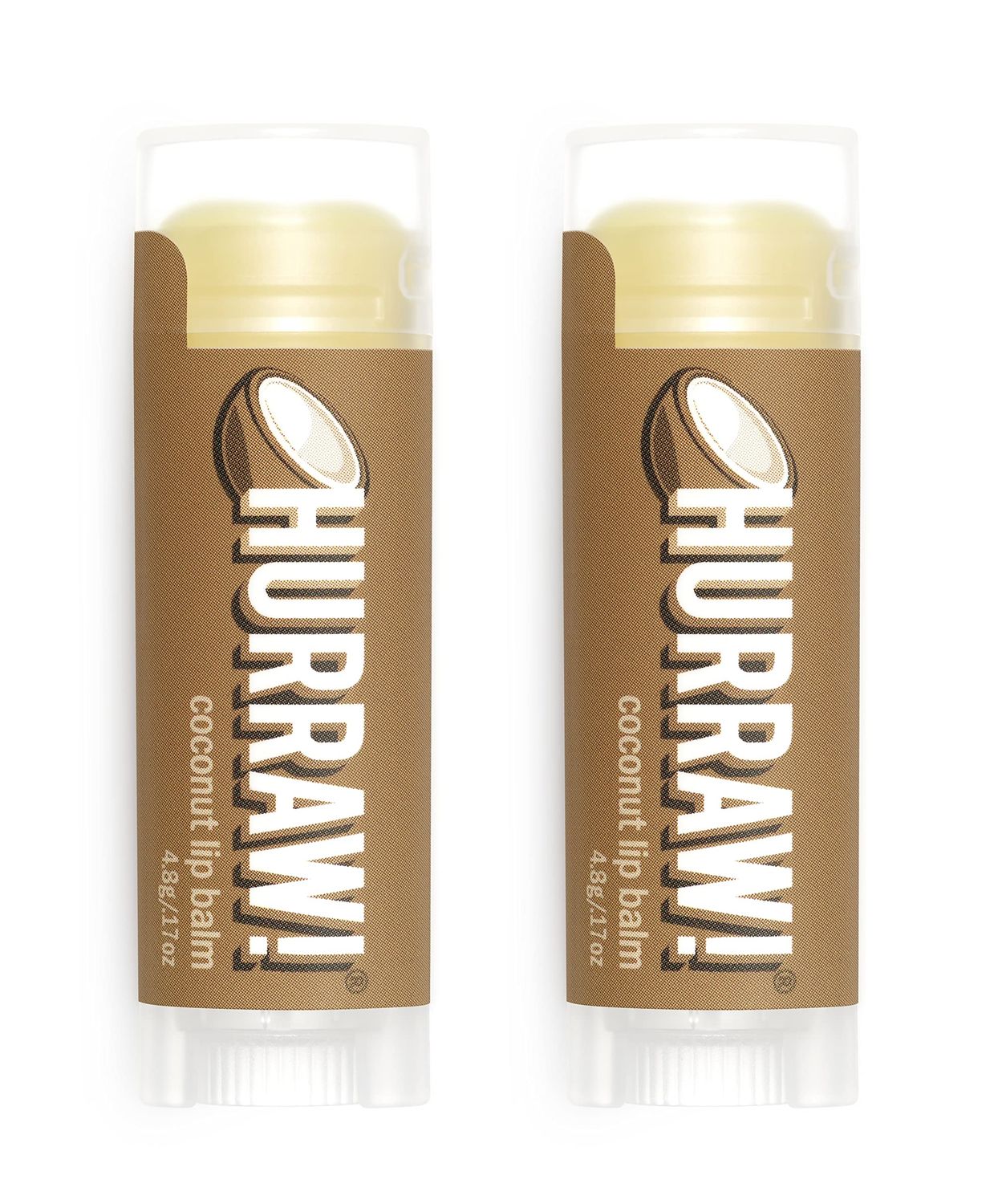 Hurraw! Coconut Lip Balm, 2 Pack: Organic, Certified Vegan, Cruelty and Gluten Free. Non-GMO, 100 Natural Ingredients. Bee, Shea, Soy and Palm Free. Made in USA