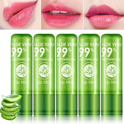 DuoZeng 5 Pcs Aloe Vera Color Changing Lipstick for Women - Long Lasting Moisturizing Lip Gloss, Tinted Balm, Magic Temperature PH Changing Lip Stick