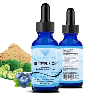 Absonutrix BerryFusion, 390 mg, 4 FL OZ Liquid, 302 Servings, Made in USA, Plant-Based Ingredients, Blueberry Extract, Bitter Melon, Gluten-Free, Non-GMO