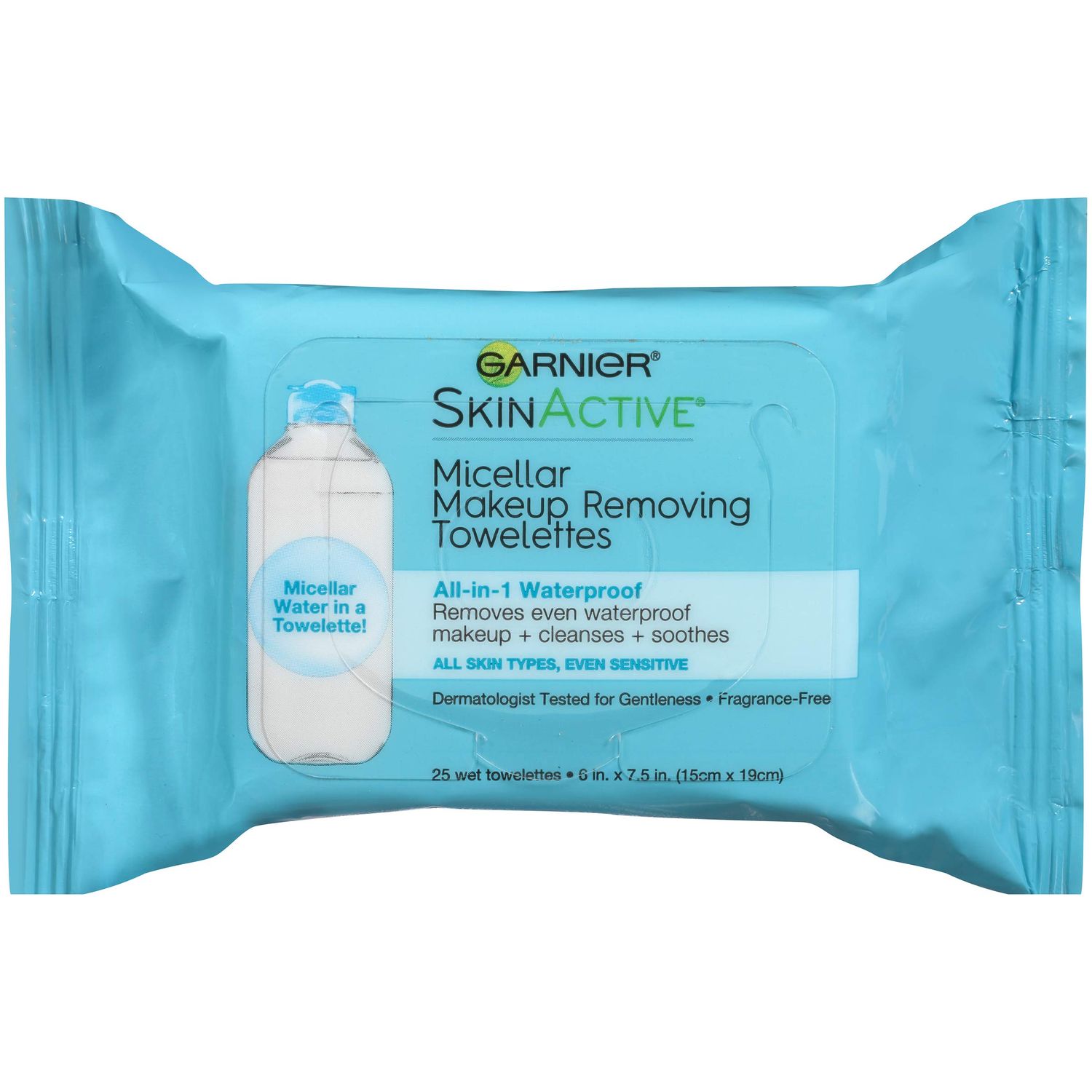Garnier Micellar Facial Cleanser &amp; Makeup Remover Wipes for Waterproof Makeup 25 Count (Packaging May Vary)