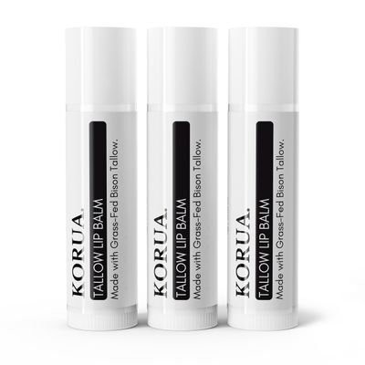 Grass-Fed Bison Tallow Lip Balm (Set of 3) Made with Shea Butter, Honey, and Jojoba Oil
