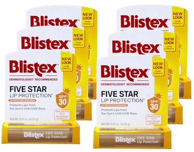 Blistex Five Star Lip Protection Lip Protectant/Sunscreen SPF 30 - Pack of 6