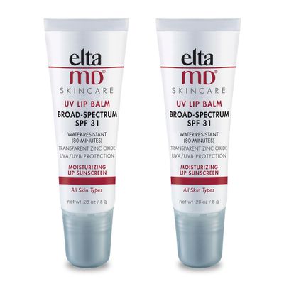 EltaMD UV Lip Balm SPF Sunscreen, Sunscreen Lip Balm with SPF 30, Protects Dry Cracked Lips, Transparent Zinc Oxide, 0.28 Tube (Pack of 2)