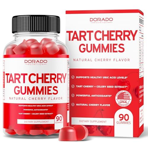 Tart Cherry Gummies Uric Acid Level Support (90 Gummies) - Powerful Antioxidant - Advanced 2400mg Equivalent Extract with Celery Seed - Non GMO &amp; Gluten Free - Delicious Cherry Flavor