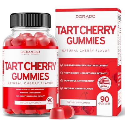 Tart Cherry Gummies Uric Acid Level Support (90 Gummies) - Powerful Antioxidant - Advanced 2400mg Equivalent Extract with Celery Seed - Non GMO &amp; Gluten Free - Delicious Cherry Flavor