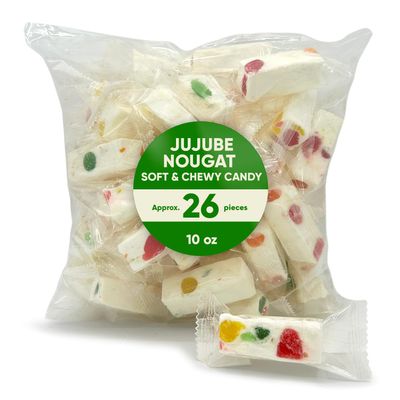 Jujube Nougat 10oz Approx 26 Pieces - Sweet Candy Individually Wrapped Candy Fruit Chews Chewy Candy - Jujube Candy With Jelly Fruits Beans Candy Dish Essential -Nougat Candy Fruities Chews Perfect...