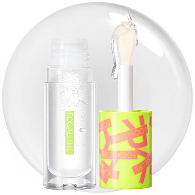 FOCALLURE Lip Oil,Moisturizing,Hydrating Lip Gloss,Transparent Toot Lip Glow Oil,Shiny Glossy Finish,Non-Sticky,Long Lasting,Tinted Lip Balm for Dry Lips and Lip Care,Splash Pool
