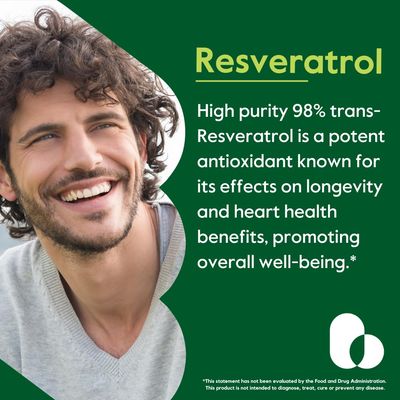 BESTVITE Resveratrol 600mg (60 Vegetarian Capsules) - 98 Pure Trans-Resveratrol - No Stearates- Vegan - Gluten Free - Non GMO