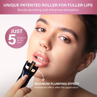 Lip Plumper Gloss with Stimulating Roller for Maximum Absorption and Long-Lasting Results - Lip Gloss with Hyaluronic Acid, Collagen, Vitamins C &amp; E - Volumizing and Hydrating Lip Plumping Serum - 5ml