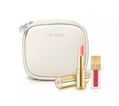 Korea Makeup Product_The Whoo Glow Lip Balm Special Set. Color: Pink SPF10 3.3g &amp; Velvet Liquid Lip Rouge No.18 Rose Pink 2.1g - Long Lasting, Lips Moisturizing - Magic Temperature Color Changing