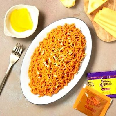 Samyang Buldak Spicy Ramen,Hot Chicken Ramen,Korean Stir-Fried Instant Noodle,Quattro Cheese Flavor,1 Bag with 5 Pack